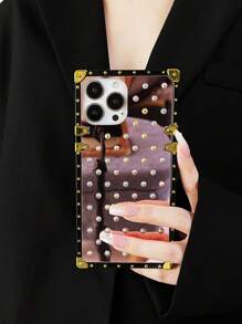 1 Ốp lưng tráng gương bao phủ toàn bộ vỏ điện thoại kim cương giả tương thích với Apple 15/15 Pro - Hồng - Xem 3