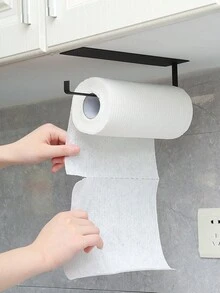 1入組廚房紙巾架,無需打眼,櫥櫃卷筒座,收納紙巾、保鮮膜、抹布等 - 黑色 - 查看 9
