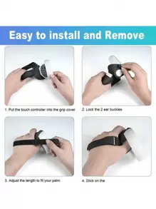 2 pièces Couverture en silicone anti-dérapant touche manette compatible avec Oculus Quest 2 - Blanc - Voir 5