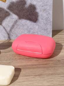 1pc Portable Travel Sealed Plastic Soap Box With Lid, Lock Buckle And Storage Container In Pink Home Bathroom Decor Fall Decor Back To School - Pink - View 5