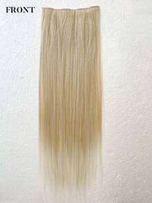 24英寸7片/套夹式合成假发接发，直发，金色，适合女性和女孩日常使用 - 漸層 - 查看 5