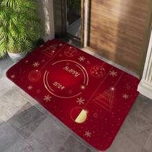 1pc Modern New Year Celebrating Home Decor Carpet Rug For Kitchen, Living Room, Doorway Floor - Red - View 5
