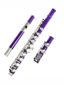 Một bộ Của 16-Lỗ Đóng  Lỗ Ống sáo , Trắng Mạ đồng Nickel Có màu sắc Ống sáo Bộ dụng cụ ( Bao gồm : Làm sạch Dán , Vải làm sạch , Mini Cái vặn vít , Da Loại vỏ ) , Nhiều Màu sắc sẵn có , Thích hợp Đối với Trẻ em Trường học Ban nhạc Sinh viên , Lý tưởng Qủa tặng Đối với - Màu tím - Xem 3
