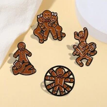 1入組原創搪瓷漫畫薑餅人裝飾別針,製成合金材料,可愛幽默的聖誕節、日常佩戴和節日禮物,適用於背包和帽子