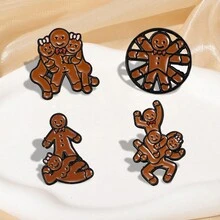 1入組原創搪瓷漫畫薑餅人裝飾別針,製成合金材料,可愛幽默的聖誕節、日常佩戴和節日禮物,適用於背包和帽子