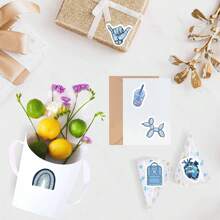 500個/卷藍色貼紙,可愛的卡通審美1英寸圓形標籤貼紙,有10種圖案供剪貼簿使用,自粘閉口文具卡片信封,兒童禮物派對用品,青少年激勵