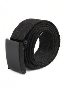 1pc Black Canvas Men's Belt - Grey - View 3