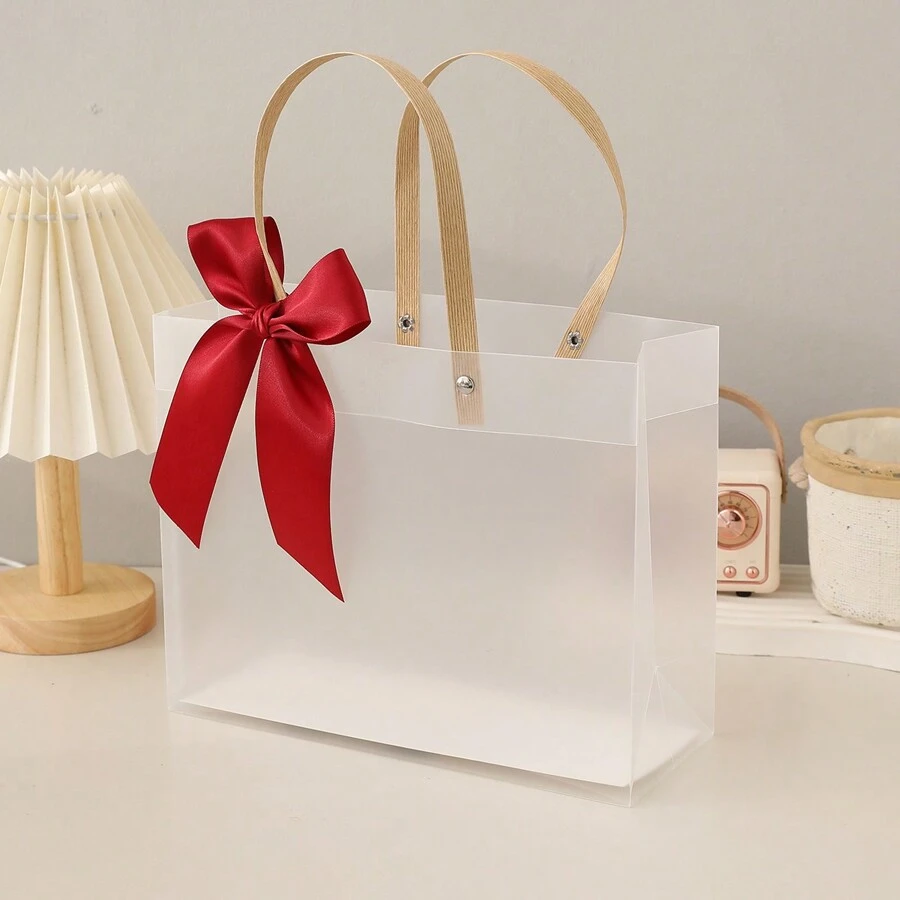 Bow Decor Gift Bag - Burgundy - View 1