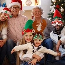 1 Miếng Tiệc Giáng sinh Kính Nhấp nháy Lễ hội Kính mắt Khung trang trí Dây buộc tóc Giáng sinh Đồ trang trí Đối với Tiệc Giáng sinh Quà tặng ngày lễ - Gỗ đỏ - Xem 3