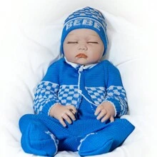 Muñeco Bebe Prematuro Dormido Premium Con Sonido+ Accesorios 50 cm - azul real - Ver 5