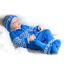 Muñeco Bebe Prematuro Dormido Premium Con Sonido+ Accesorios 50 cm - azul real - Ver 4