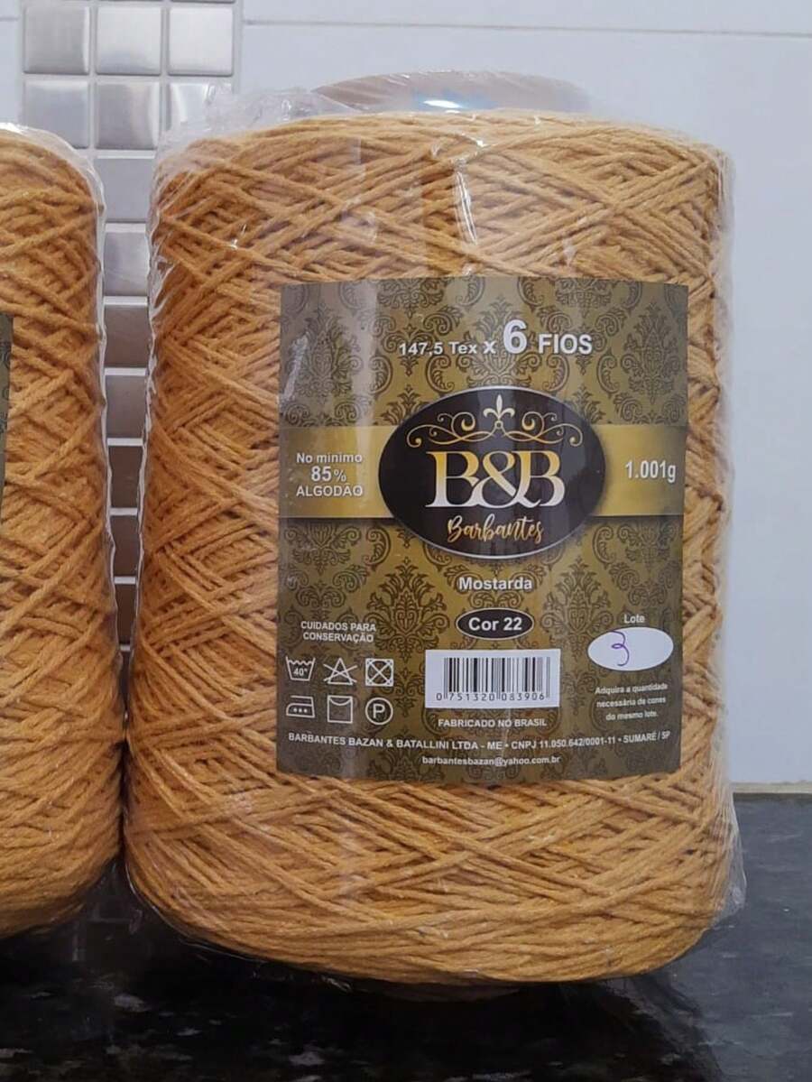 Hilo B&b De 1kg, Color 22 (mostaza), Hilo 6 O Hilo 8 - Valor Referente A Un Único Cono. - Mostaza - Ver 1