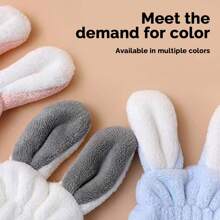 1pc White Cartoon Rabbit Printed Strong Water Absorption Quick-Drying Bath Towel Cap For Kids, Girls - White - View 5