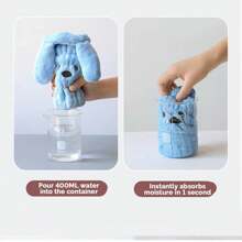 1pc White Cartoon Rabbit Printed Strong Water Absorption Quick-Drying Bath Towel Cap For Kids, Girls - White - View 7