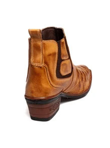 Bota Country Escamada em Couro Amarelo whisky Rodeio - Marrom - Visão 3