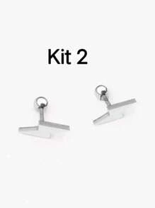 Stud Earrings - 銀色 - 查看 1