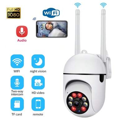 1unit Wireless 360-degree Monitor Camera With 1080p Night Vision And Remote Control Support, For Indoor/outdoor Security And Intercom System, Baby Sleep Monitor