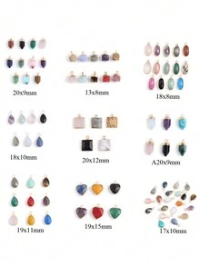 5 件裝天然石材小吊墜適合diy 珠寶(顏色隨機) - 彩色 - 查看 2