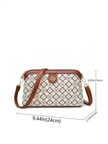 1 Pieza De Moda Retro Estilo Vintage Bolsa Cruzada Con Estampado Rhombus Bloque De Color Decorado, Adecuada Para El Uso Diario De Damas