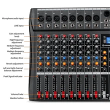 Bomge Ct6s Mezclador De Audio Profesional Dj Sistema De Consola De Mezcla Con Interfaz De 6 Canales Digitales, Usb, Mp3, Entrada De Computadora, Alimentación Phantom De 48v, Efectos De Reverberación Incorporados, Color Negro - Negro - Ver 4