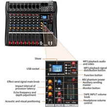 Bomge Ct6s Mezclador De Audio Profesional Dj Sistema De Consola De Mezcla Con Interfaz De 6 Canales Digitales, Usb, Mp3, Entrada De Computadora, Alimentación Phantom De 48v, Efectos De Reverberación Incorporados, Color Negro - Negro - Ver 3