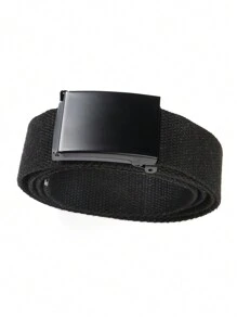 1條黑色帆布男士腰帶 - 白色 - 查看 2