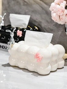1pc Cute Plastic Ball-Shaped Tissue Box, High-End Living Room Coffee Table Decoration For Napkins And Tissue, Household Item - White - View 4