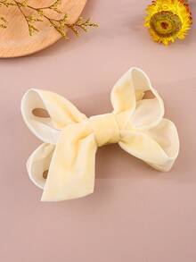 1 件/包式秋冬毛絨布料杏色蝴蝶結裝飾髮夾,時尚百搭 - 米色 - 查看 3