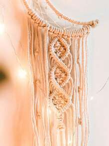 1pc Bohemian Handmade Dream Catcher Wall Hanging Decor With Led Moon Light, Lace Trim, As Mother's Day Gift, For Friends, Women, Girls, Bedroom, Living Room, Wedding Home Decor Christmas Decor Christmas Gift Thanksgiving Christmas Tree Decor Ornaments Christmas Light Bedroom Decor Home Decor Party Decor Holiday Festival Room Decor - Beige - View 8