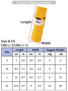 1只可愛卡通狗設計保暖接合襪寵物膝墊,適用於貓和小型犬的四季(秋冬季節) - 黃色 - 查看 6