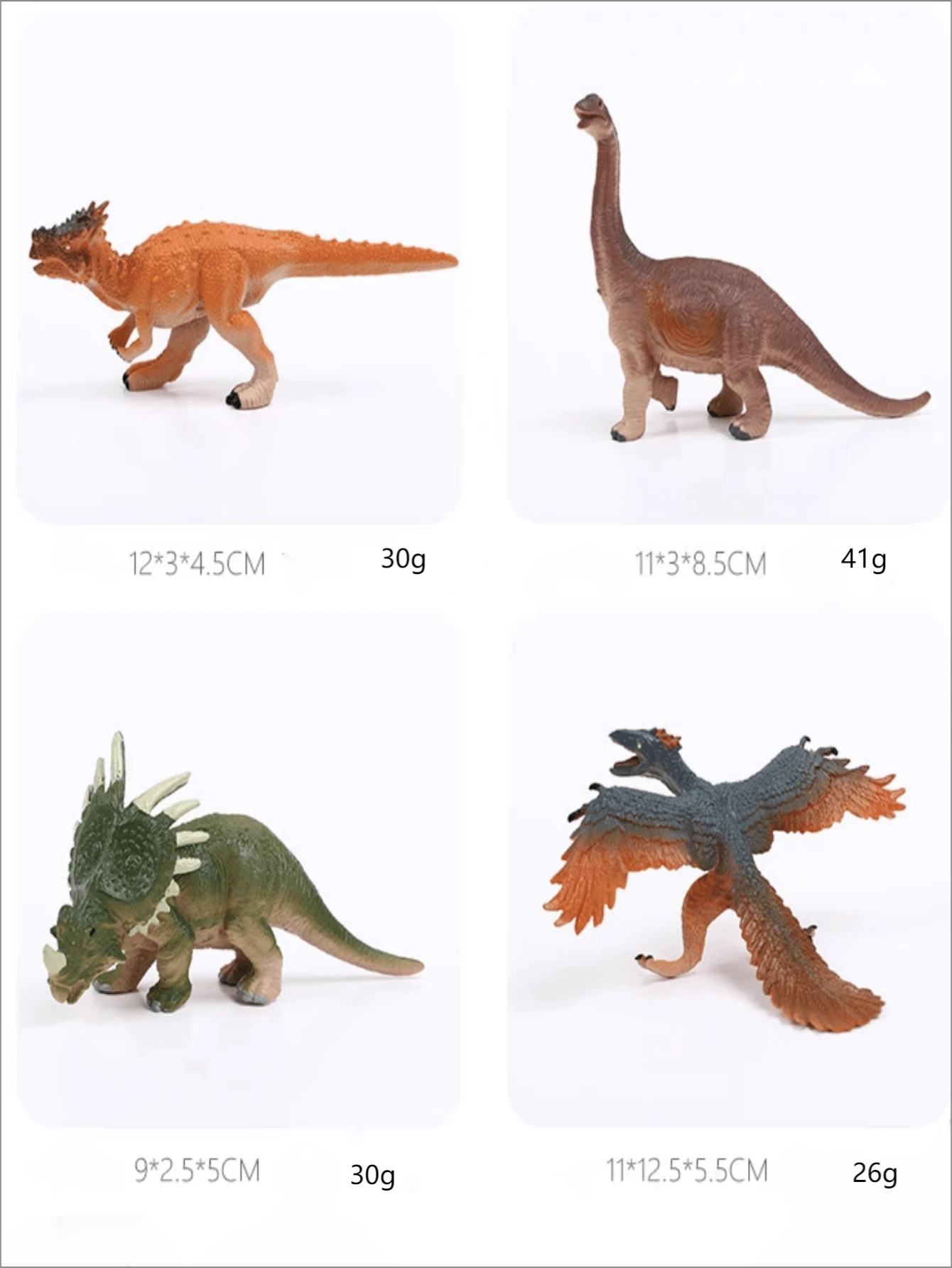 4入組中型逼真恐龍模型,包括暴龍、迅猛龍、三角龍和棘龍,可作為收藏裝飾、手工藝品或兒童教育玩具 - 彩色 - 查看 1
