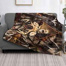 Soft Deer Printed Blanket, Suitable For Bed Cover, Tv Sofa Blanket, Camping Outdoor Blanket, Multiple Sizes Available - Multicolor - View 4