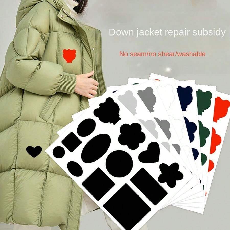 5pcs Self-adhesive Down Jacket Repair Patches No Ironing Required Diy Sticker For Patching Holes And Tears Of Clothes - Dark Green - View 1