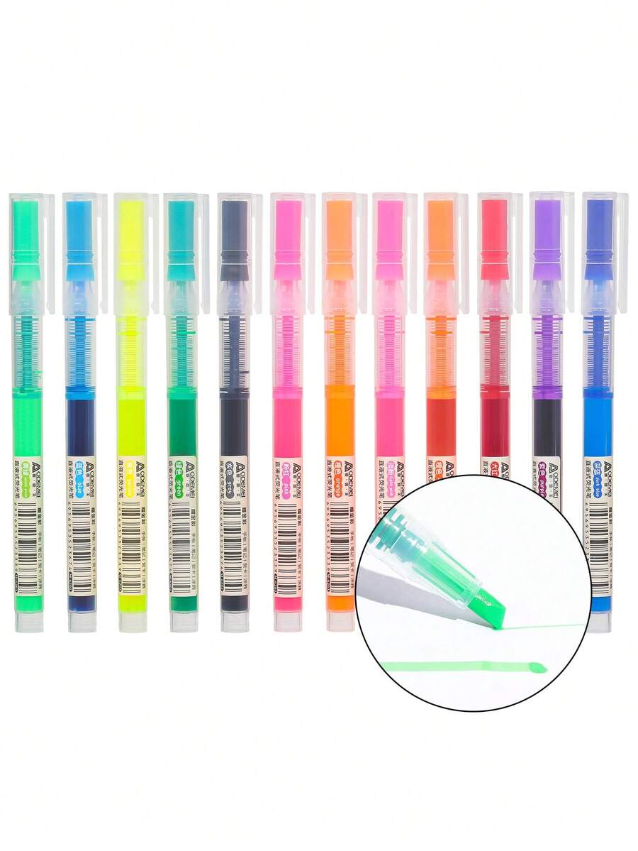 12 Colors Candy-colored Highlighter Pens - Multicolor - View 1