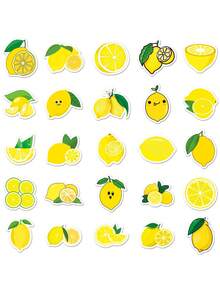 50pcs Lemon Fruit Stickers, Waterproof Luggage Skateboard Computer Tablet Cartoon Decorative Stickers - Yellow - View 7