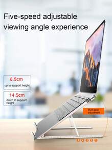 5-level Adjustable Desktop Stand For Laptop And Tablet, Abs+silicone, Foldable & Portable With Heat Dissipation, Compatible With 10-15.6 Inch Notebook - White - View 2