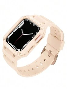 1 Miếng Loại vỏ Và Ban nhạc Tương thích với Apple Watch - Hồng - Xem 2