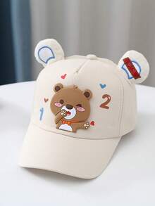1頂兒童卡通小熊棒球帽,可調式遮陽帽