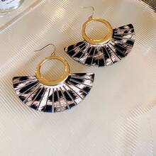 1對豹紋印花皮革流蘇圓環耳環,帶掛鉤創意設計耳環,優雅奢華風格,適合女性日常佩戴及節日贈禮 - 咖啡 - 查看 4