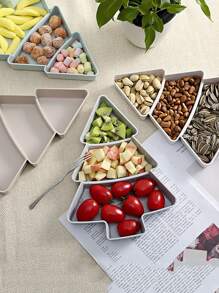 1pc Random Color Christmas Tree Shaped Nut Plate, Plastic Candy Plate, Melon Seed & Nut Box, Snack Plate For Slouchy People