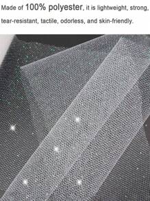 1pc-White Glitter Tulle Fabric Rolls, 5.90 Inch 29.52ft Sparkling Spool Ribbon Sequin Netting for Tutu Skirt Gift Wrapping Bow ribbon Wedding Party Decoration The background to the party.  Decorations for Christmas, Valentine's Day and New Year - White - View 5