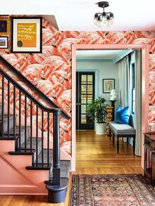 1入組火烈鳥壁畫壁紙,自粘pvc壁紙貼紙,家居裝飾橘皮和黏貼火烈鳥壁紙