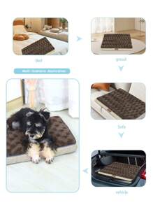 1PC Memory Foam Pet Bed With Removable Washable Faux Rabbit Fur Cover Orthopedic Waterproof Dog Bed For Crate Anti-Slip Bottom For Large, Jumbo, Medium, Small Dogs Cats Breeds - Khaki - View 7