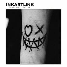 Inkartlink 8*8公分1入組草本水果汁暫時性紋身貼紙,神奇紋身,15天紋身,逼真假紋身,可持續1-2週,in-e346