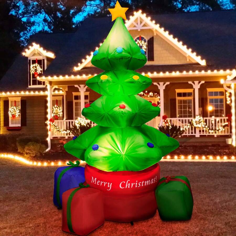 Inflatable Christmas Tree Rotating 360° Jumbo Decoration For Outdoor Led And Instant Inflation Of 20 Seconds General Measurements 2.2 X 1.3 X 1.45 M - 綠色 - 查看 1