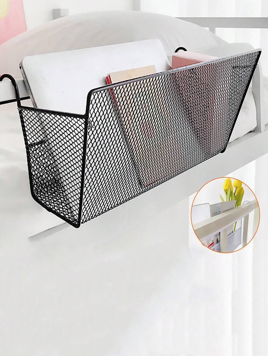 A Hanging Basket Shelf Storage Basket Storage Organisation Tools Iron Storage Bag No Punch Hanging Basket - Black - View 1