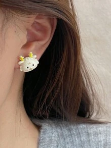 1套3雙時尚合金生肖龍吉祥耳環,女士龍年珍藏 - 彩色 - 查看 3