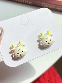 1套3雙時尚合金生肖龍吉祥耳環,女士龍年珍藏 - 彩色 - 查看 5