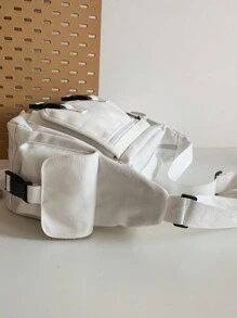 新款时尚工作装风格斜挎包，容量大，实用性强。适合大学生、上班族、日常通勤和休闲。这款包采用帆布制成，具有复古香港风格。单肩包斜挎包侧包旅行斜挎包度假书包情人节男士礼物万圣节男士礼物圣诞节男士包学生包书包尖叫声 - 白色 - 查看 6