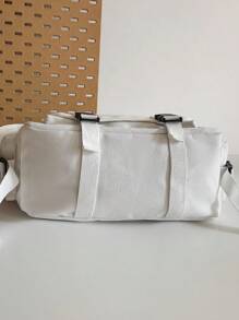 新款时尚工作装风格斜挎包，容量大，实用性强。适合大学生、上班族、日常通勤和休闲。这款包采用帆布制成，具有复古香港风格。单肩包斜挎包侧包旅行斜挎包度假书包情人节男士礼物万圣节男士礼物圣诞节男士包学生包书包尖叫声 - 白色 - 查看 7